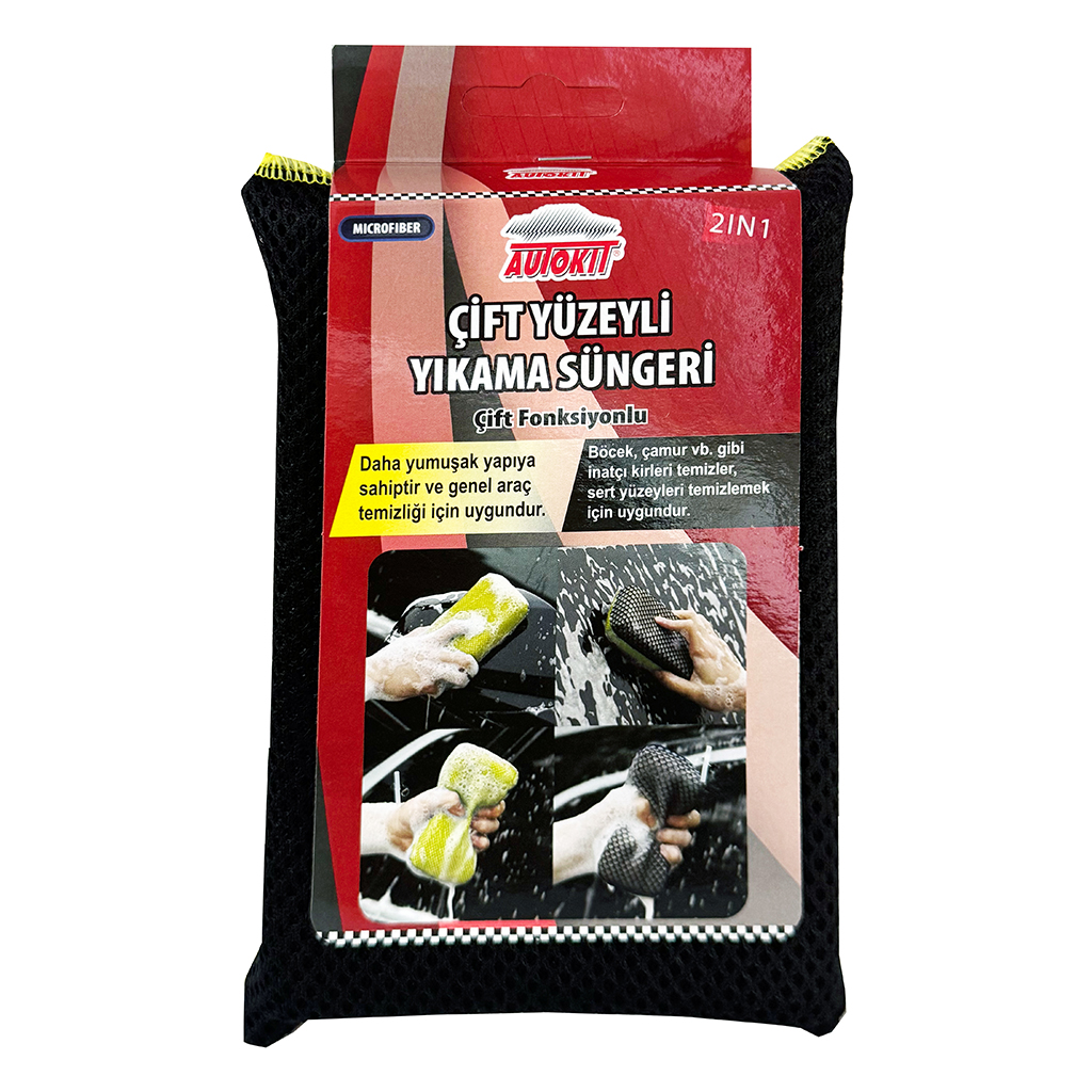 Autokit Mikrofiber Çift Yüzeyli Yıkama Süngeri