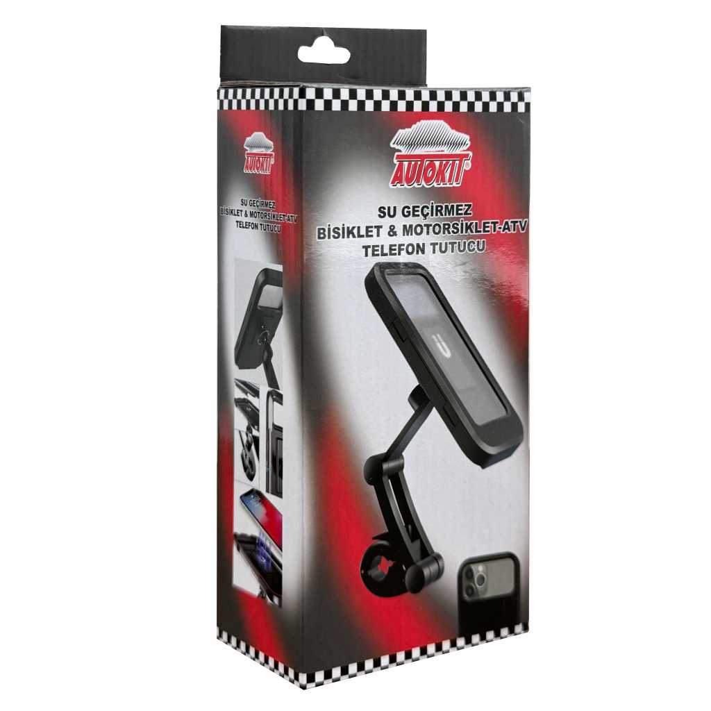 Autokit Su Geçirmez Kılıflı Motorsiklet Telefon Tutucu