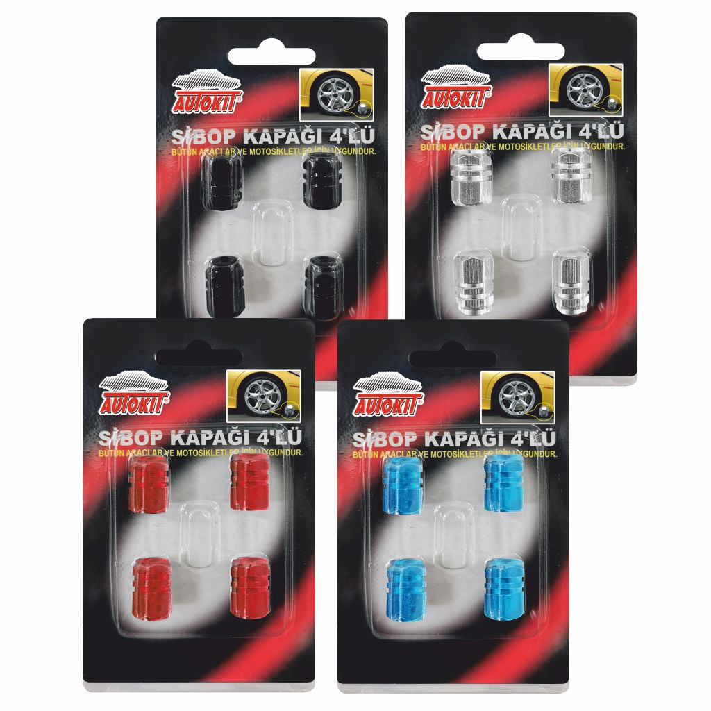 Autokit Renkli Sibop Kapağı 4'lü