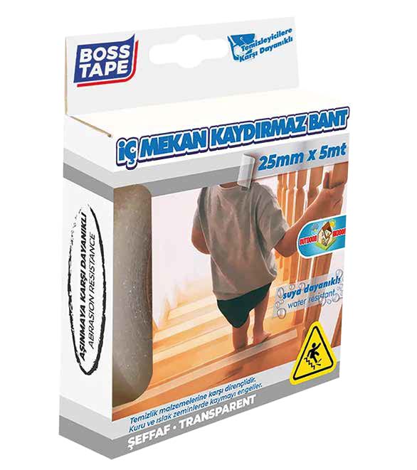 Bosstape Kaydırmaz Bant Şeffaf 25mmx5mt