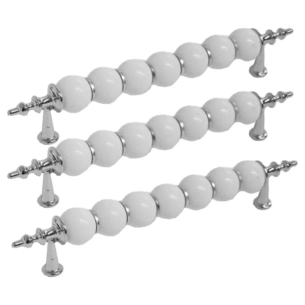 Nobel Boncuk Beyaz Krom Kulp 128MM 