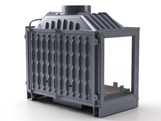 Döküm Şömine Haznesi Klapeli Üç Tarafı Camlı 70 cm