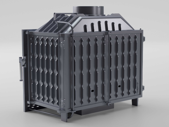 Siyah Camlı Klapeli Döküm Şömine Haznesi Tek Camlı 70 cm