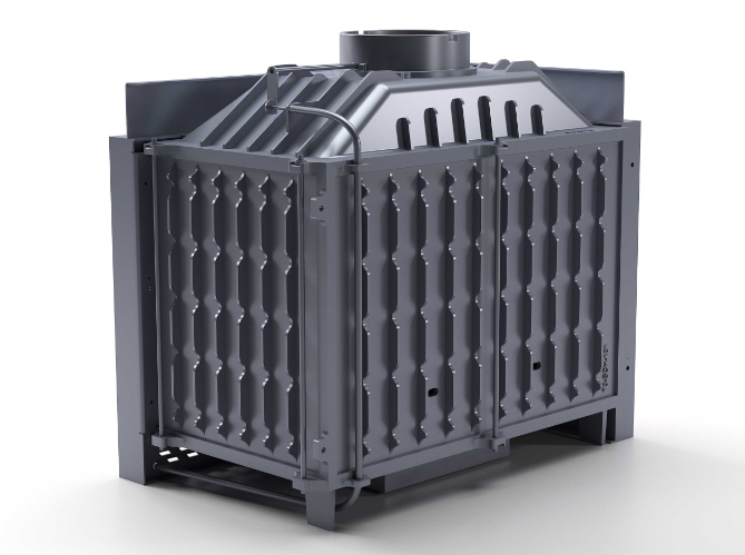 Siyah Camlı Klapeli Döküm Şömine Haznesi Sol Camlı 70 cm