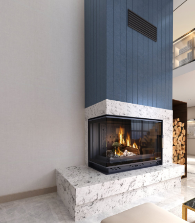 Siyah Camlı Klapeli Döküm Şömine Haznesi Sol Camlı 70 cm