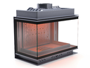 Siyah Camlı Klapeli Döküm Şömine Haznesi Üç Tarafı Camlı 70 cm
