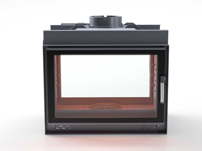 Siyah Camlı Klapeli Döküm Şömine Haznesi Tünel 70 cm