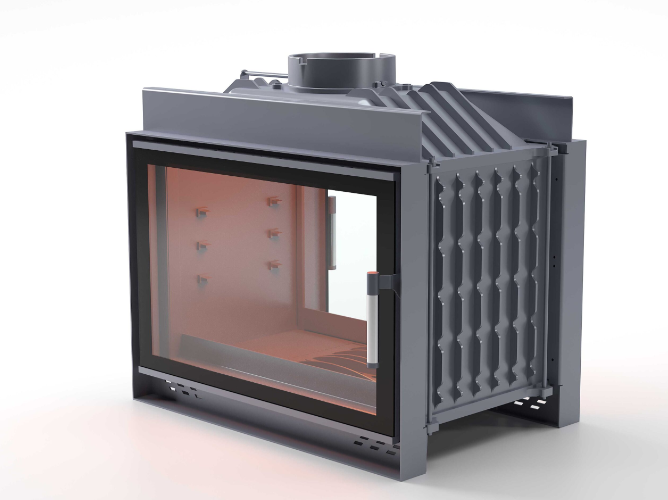 Siyah Camlı Klapeli Döküm Şömine Haznesi Tünel 70 cm