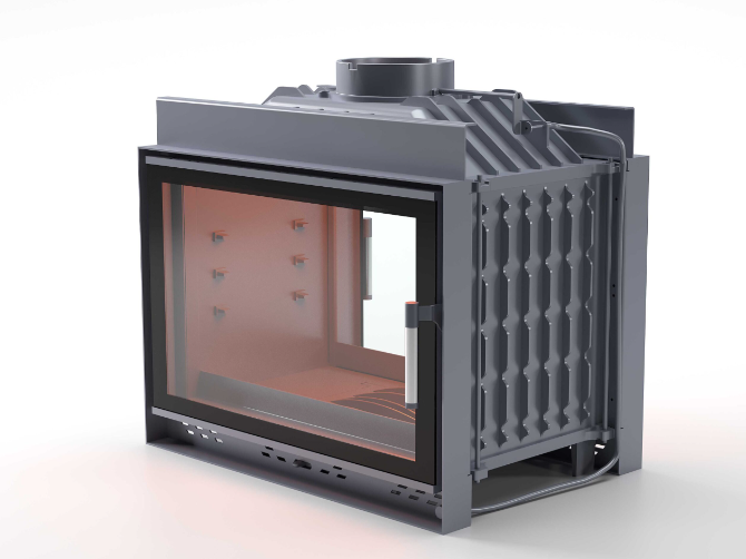 Siyah Camlı Klapeli Döküm Şömine Haznesi Tünel 70 cm