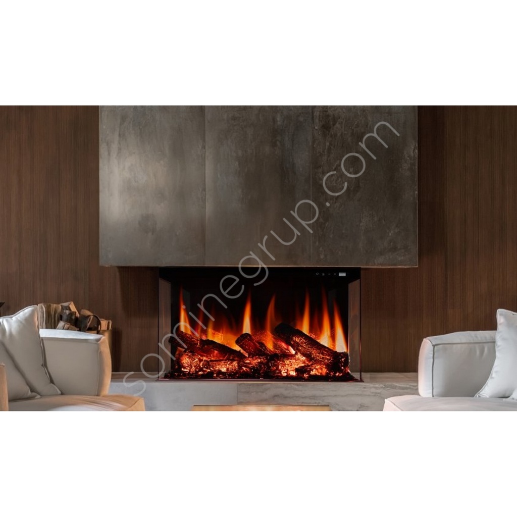 LADEN SERİSİ ISITICILI ÜÇ CAMLI ELEKTRİKLİ ŞÖMİNE