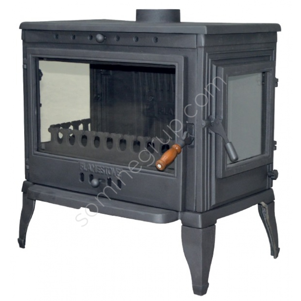 RETRO LÜX 3 CAMLI YAN KAPAKLI ŞÖMİNE DÖKÜM SOBA 