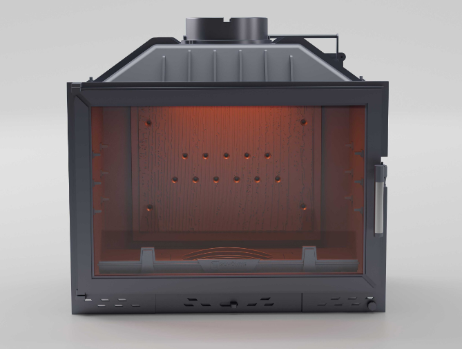 Siyah Camlı Klapeli Döküm Şömine Haznesi Tek Camlı 70 cm