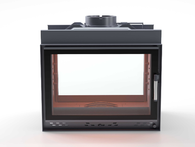 Siyah Camlı Klapeli Döküm Şömine Haznesi Tünel 70 cm